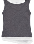 Two-Tone Tank 假兩件羅紋背心 - GREY