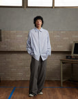Stripe Long Shirt-Grey / White