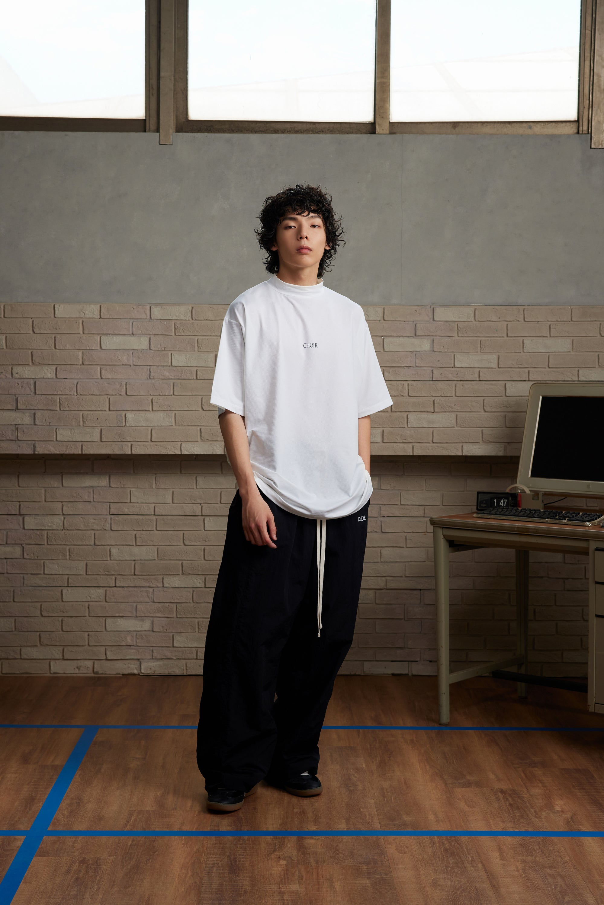 Game Mock Neck Shirt-Ivory