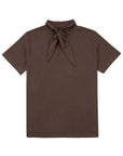Scarf Collar Knit Top 領巾領針織上衣-Brown