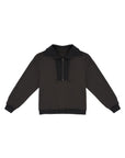 Rib Collar Sweatshirt 拼接上衣-Black