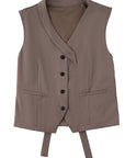 Asymmetric Wrap Vest 不對稱裹式背心-Mocha Gray