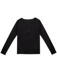 Rib Knit Tee 方領羅紋打底長袖 - Black