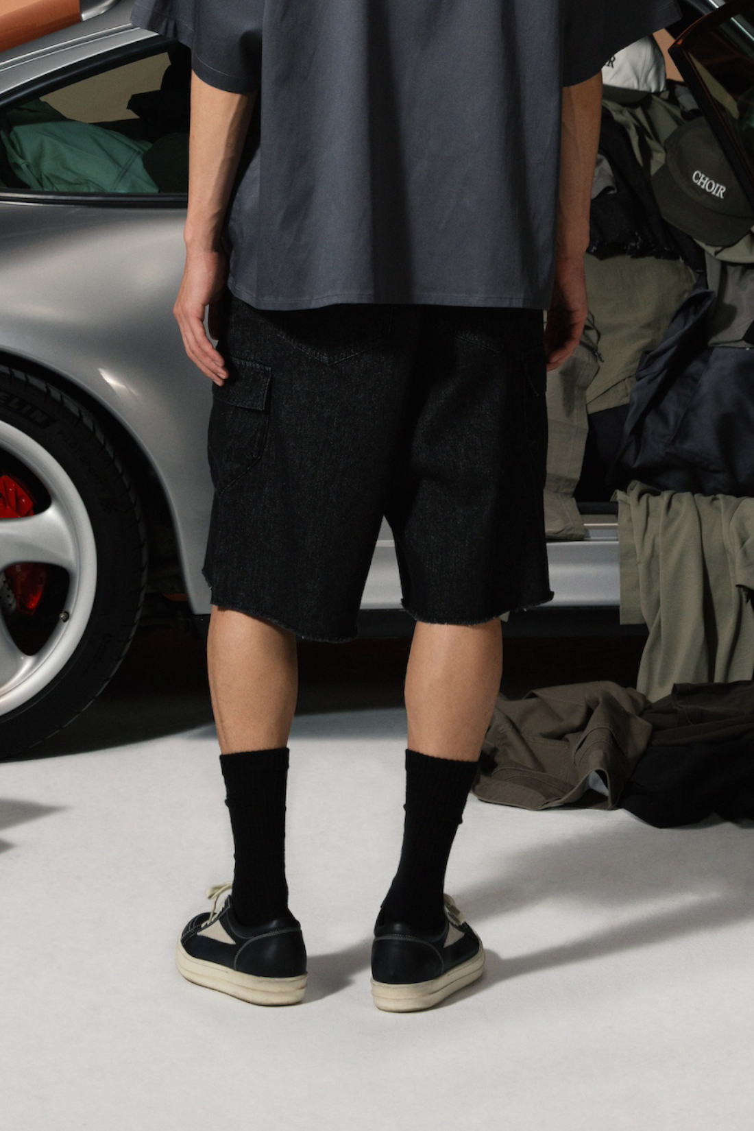 Denim Shorts-Black