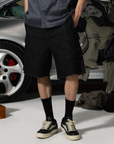 Denim Shorts-Black