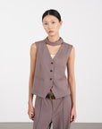 Asymmetric Wrap Vest 不對稱裹式背心-Mocha Gray