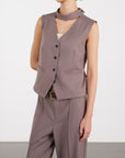 Asymmetric Wrap Vest 不對稱裹式背心-Mocha Gray