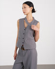 Asymmetric Wrap Vest 不對稱裹式背心-Gray
