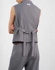 Asymmetric Wrap Vest 不對稱裹式背心-Gray