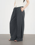 Pull-On Wide Trousers 鬆緊寬版長褲-Gray