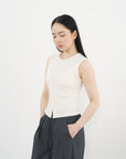 Rib Henley Tank 羅紋亨利背心-Beige