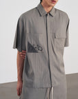 Pocket Shirt 口袋撞色刺繡襯衫 - GREY
