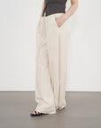 Pull-On Wide Trousers 鬆緊寬版長褲-Beige
