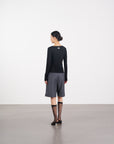Asymmetric Placket Long-Sleeve Top 不對稱門襟長袖上衣-Black