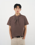 Scarf Collar Knit Top 領巾領針織上衣-Brown