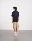 Jacquard Zip Shirt 緹花針織POLO 衫 - Navy
