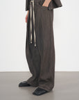 Voluminous Drawstring Trousers 立體量感綁帶長褲-Black