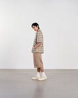 Panel Shirt 弧形剪裁格紋襯衫 - BROWN