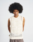 Knit Vest LOGO 簍空針織背心 - Beige