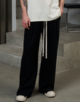 Neutrals Two Tuck Pants-Black