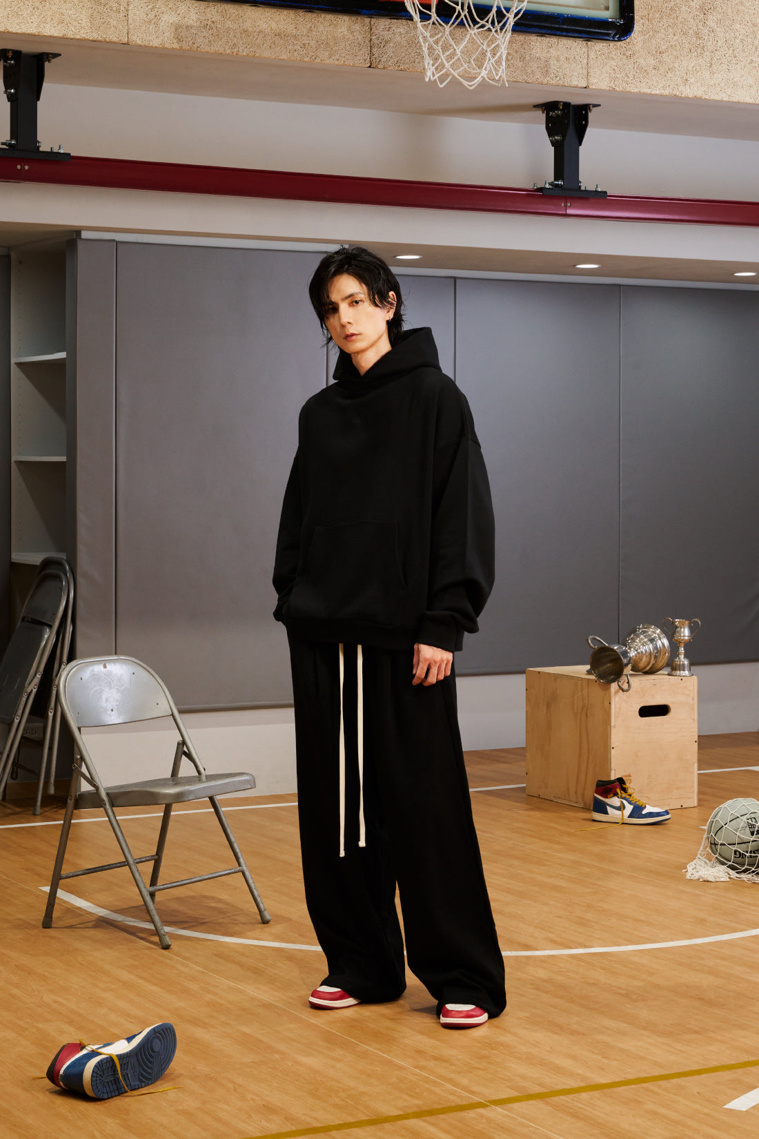 Neutrals Crew Neck Hoodie - Black