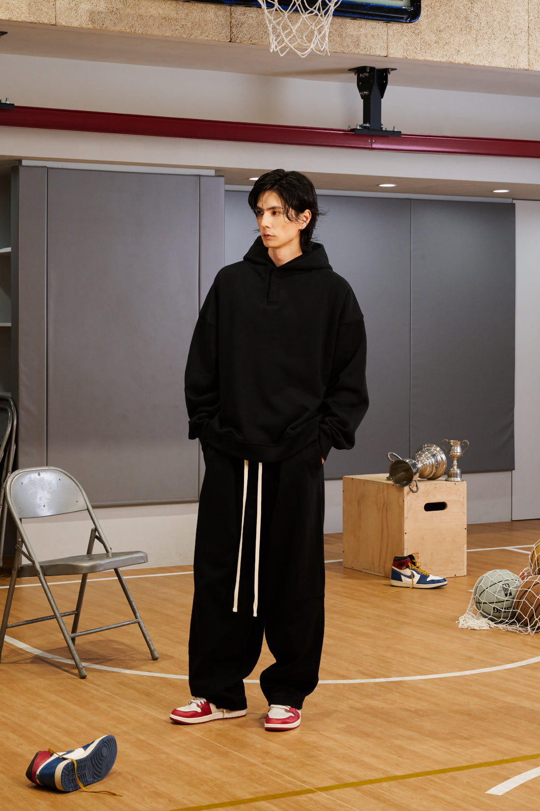 Neutrals Panel Hoodie - Black