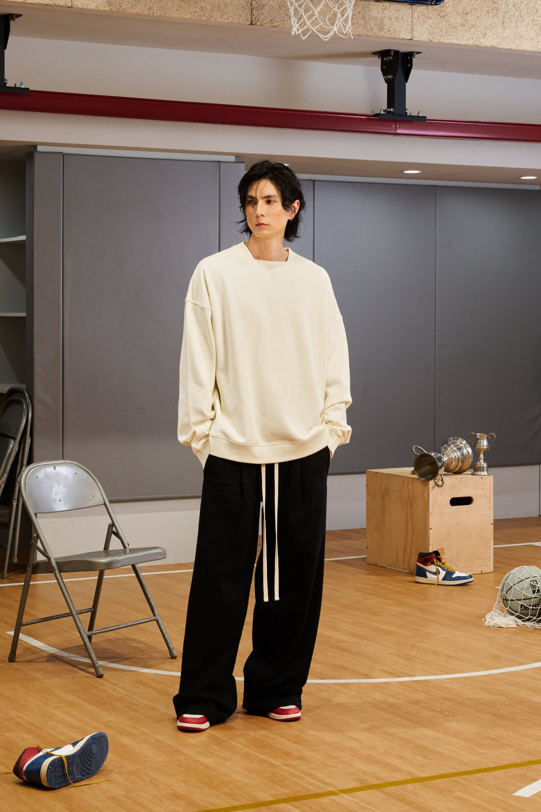 Neutrals Square  Collar Crew Neck - Beige