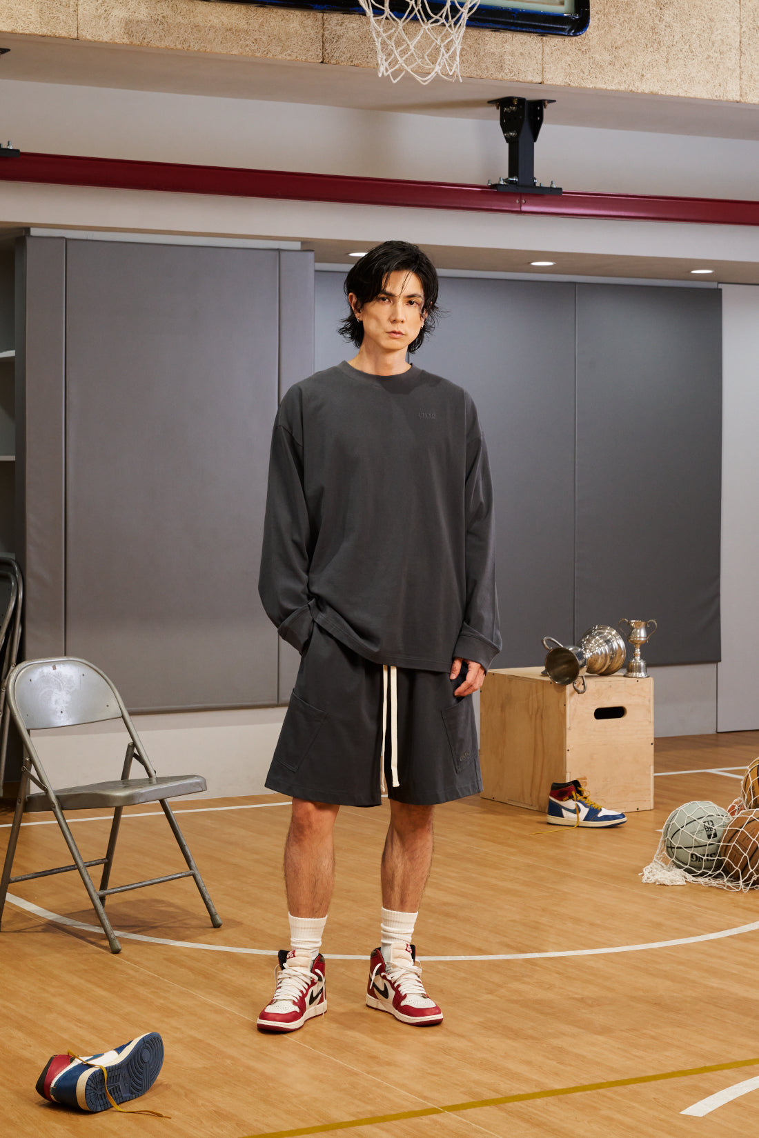 Neutrals Wide Long Tee - Gray
