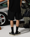 Nylon Panel Shorts-Black