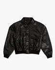 Leather Bomber Jacket -Black