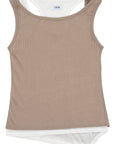 Two-Tone  Tank 假兩件羅紋背心 - KHAKI