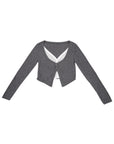 V-Neck Cardigan 假兩件開襟衫 - GREY