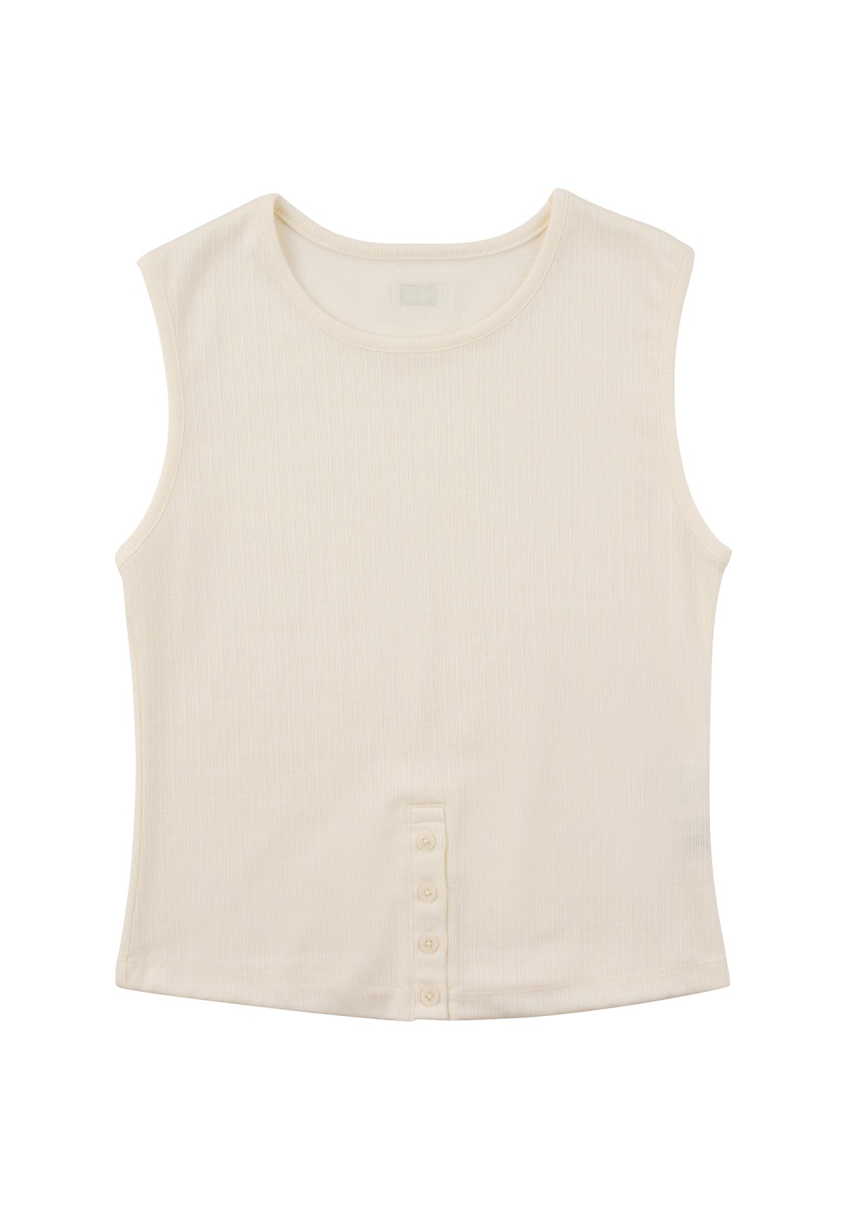 Rib Henley Tank 羅紋亨利背心-Beige