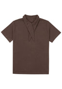 Scarf Collar Knit Top 領巾領針織上衣-Brown