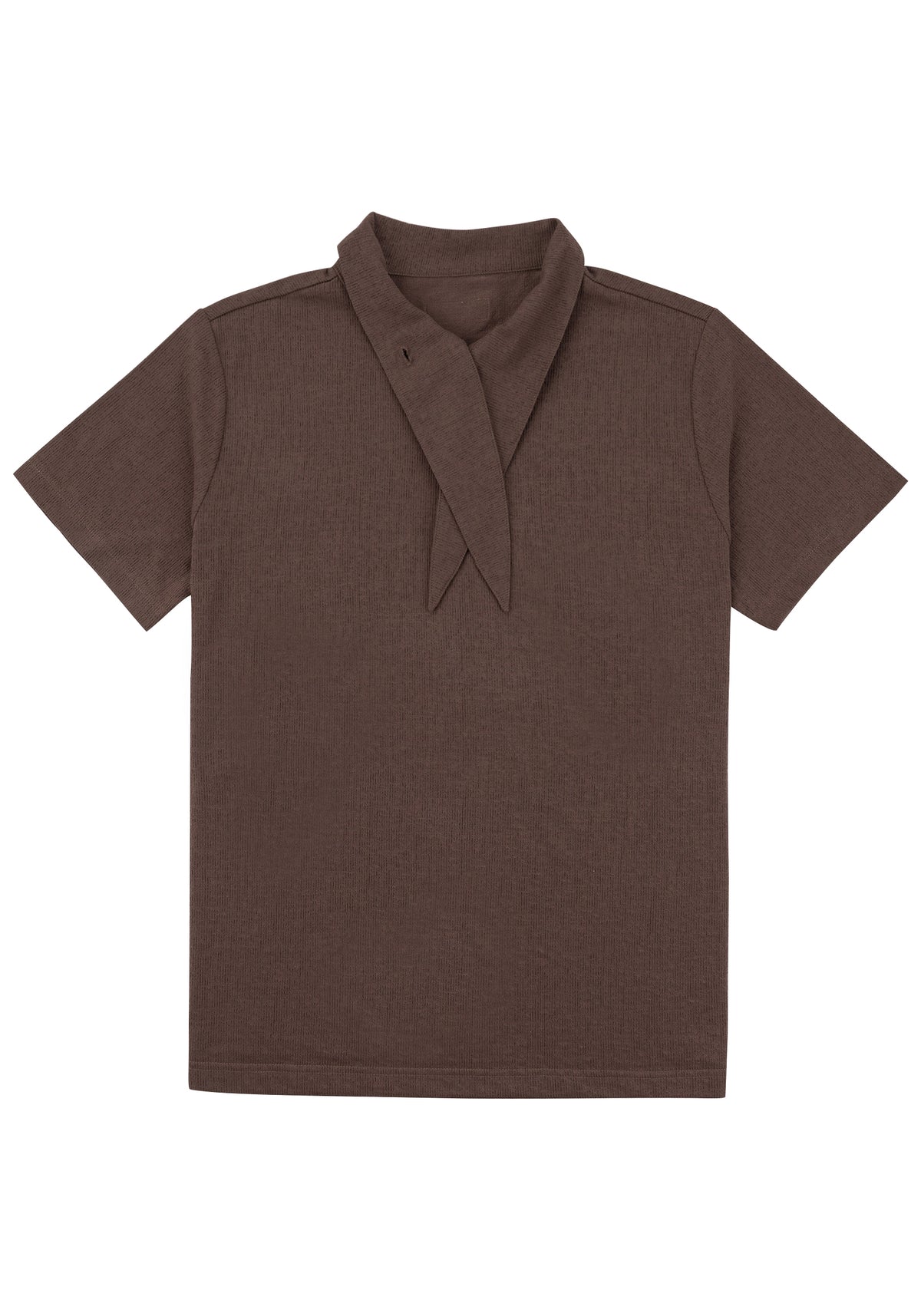 Scarf Collar Knit Top 領巾領針織上衣-Brown