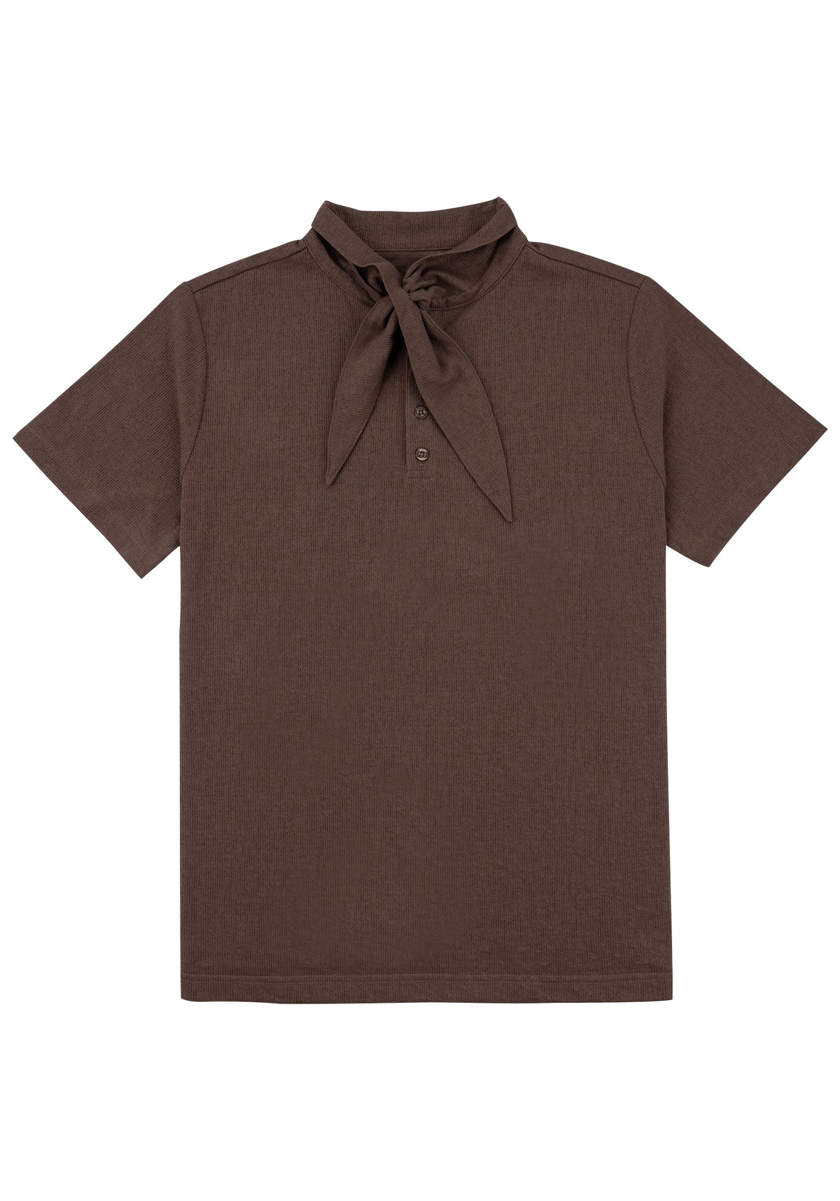 Scarf Collar Knit Top 領巾領針織上衣-Brown