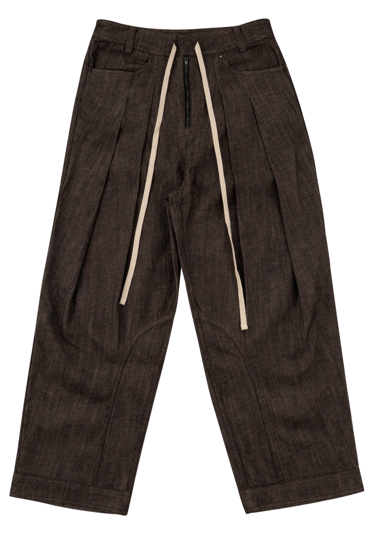Voluminous Drawstring Trousers 立體量感綁帶長褲-Black