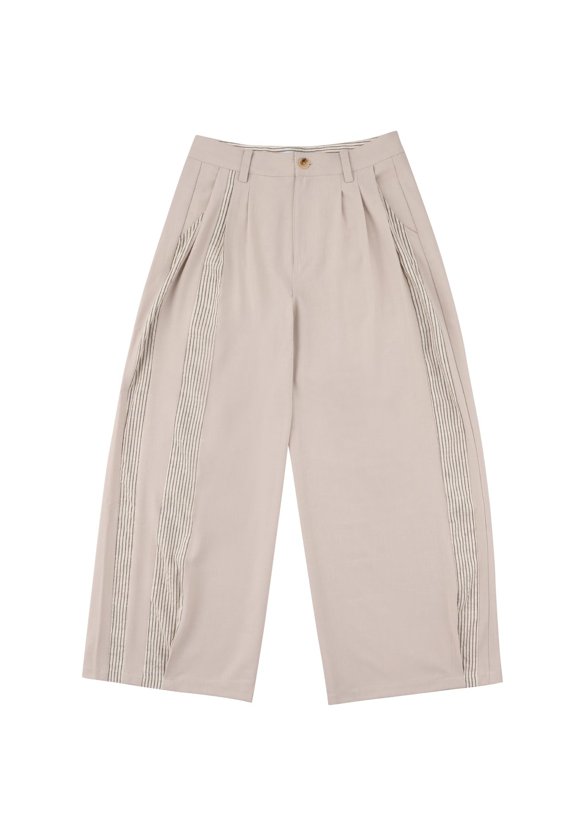 Pleated Panel Trousers 拼接打褶西裝褲-Khaki