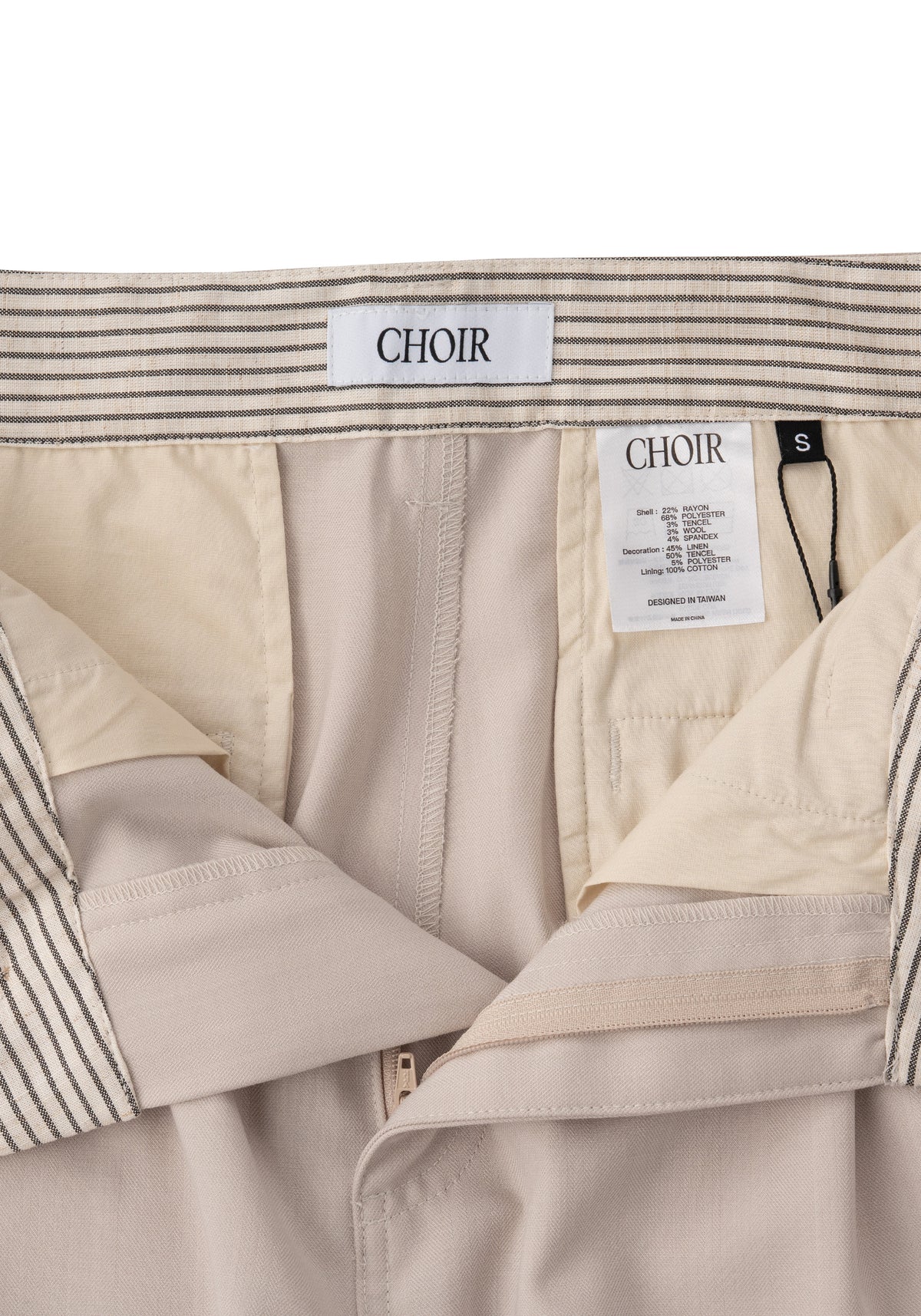 Pleated Panel Trousers 拼接打褶西裝褲-Khaki
