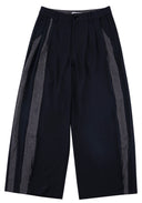 Pleated Panel Trousers 拼接打褶西裝褲-Navy