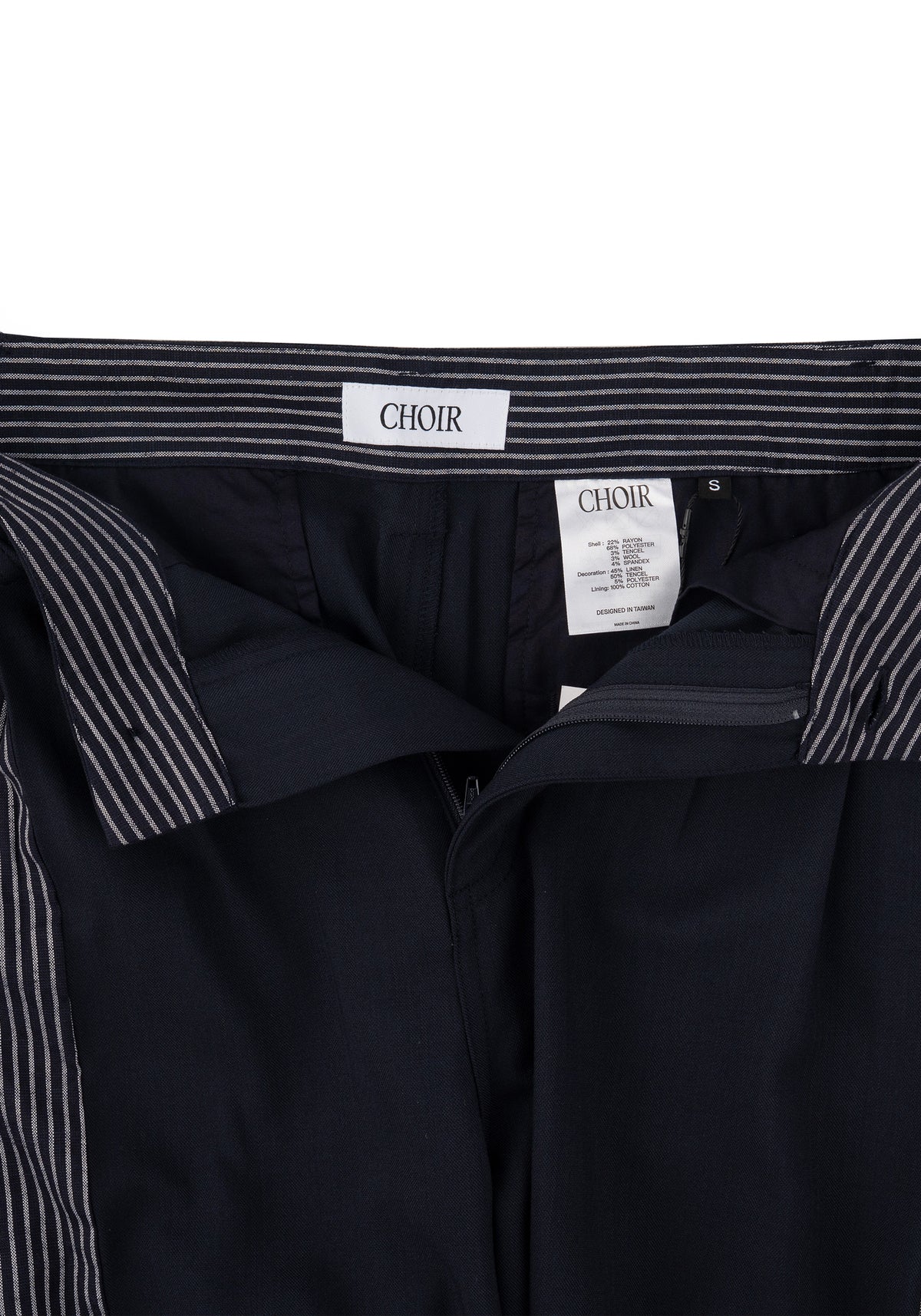 Pleated Panel Trousers 拼接打褶西裝褲-Navy