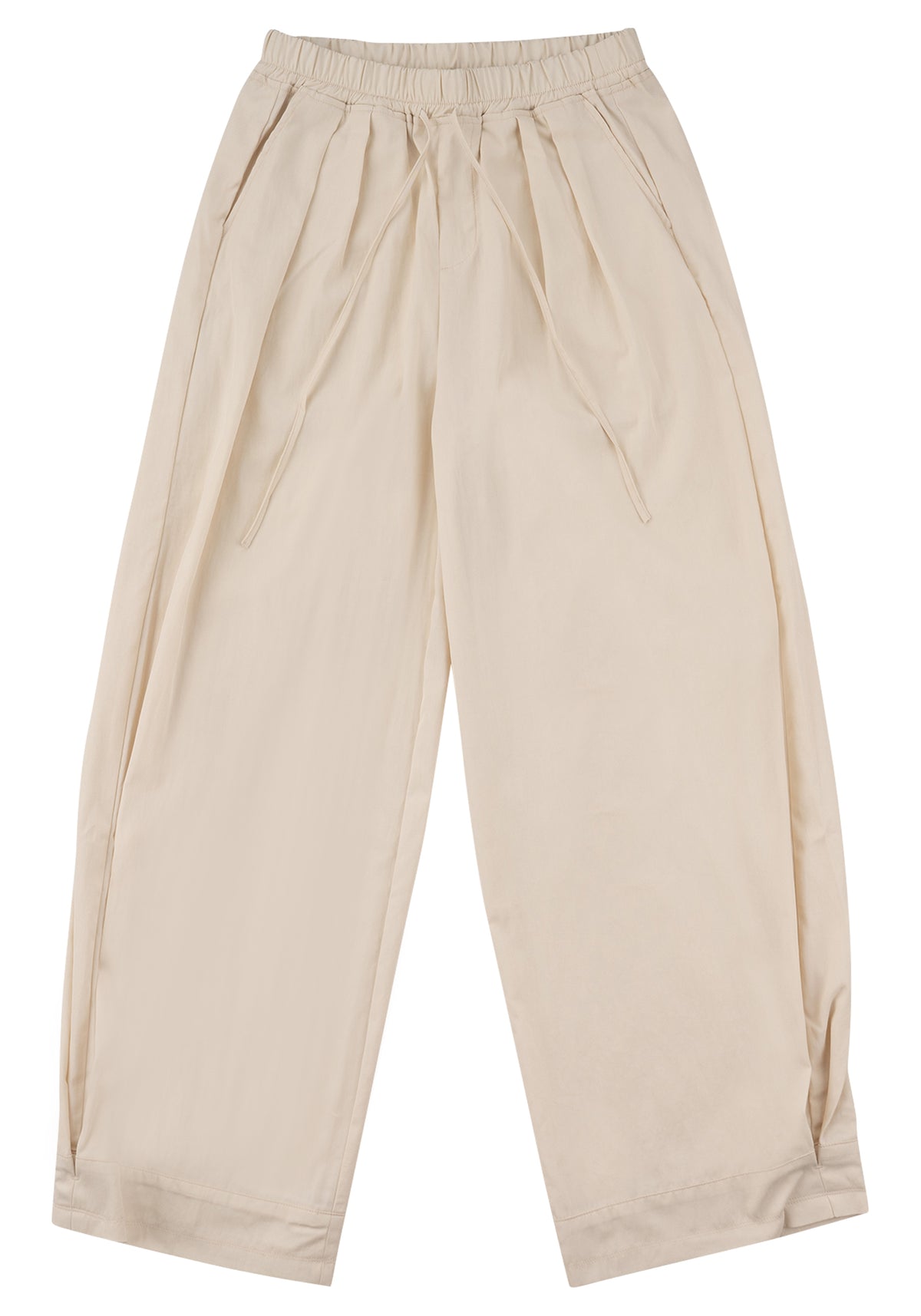 Pull-On Wide Trousers 鬆緊寬版長褲-Beige