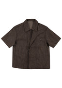 Structured V-Neck Shirt 結構式 V 領襯衫-Black