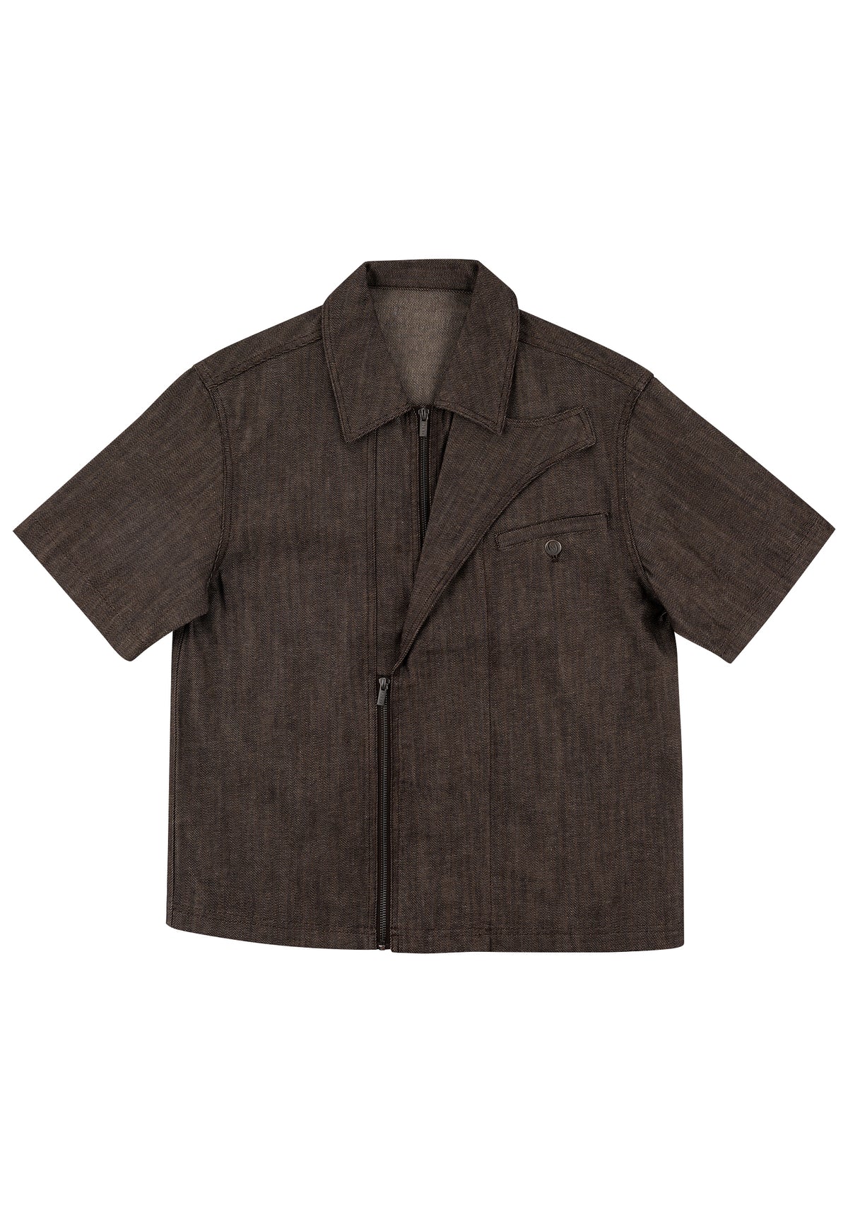 Structured V-Neck Shirt 結構式 V 領襯衫-Black