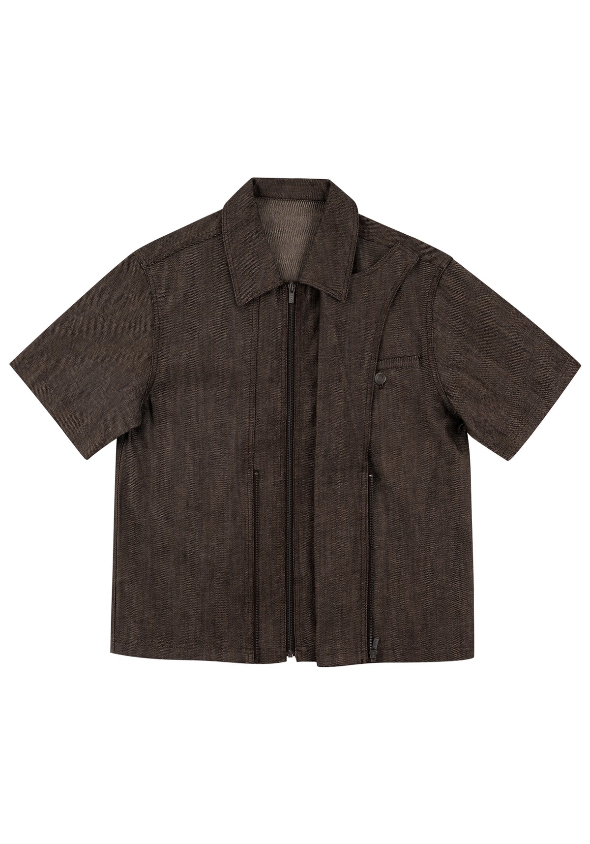 Structured V-Neck Shirt 結構式 V 領襯衫-Black