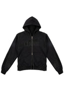Textured Lace Hoodie 蕾絲拼接連帽外套-Black
