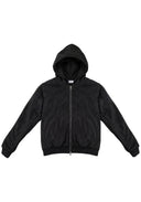 Textured Lace Hoodie 蕾絲拼接連帽外套-Black
