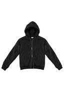 Textured Lace Hoodie 蕾絲拼接連帽外套-Black
