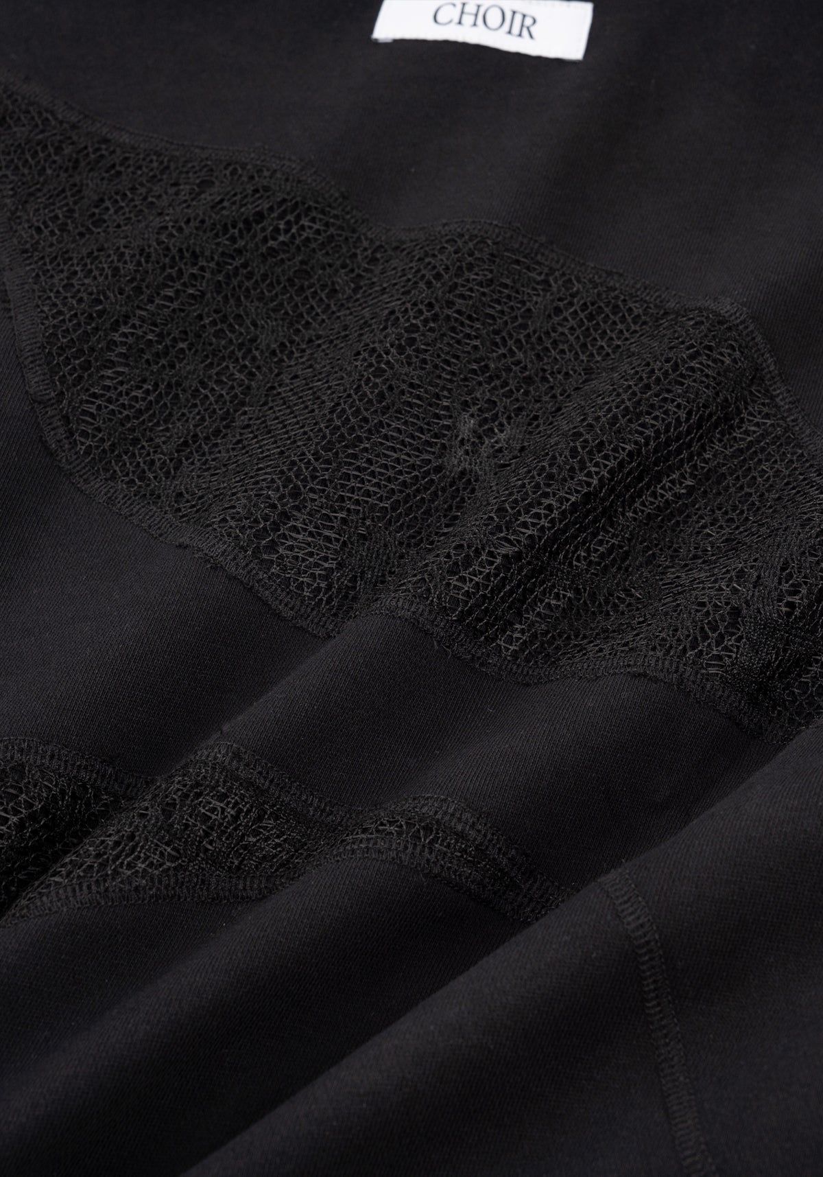 Textured Lace Hoodie 蕾絲拼接連帽外套-Black