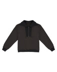 Rib Collar Sweatshirt 拼接上衣-Black